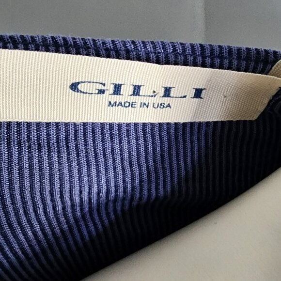 GILLI Blue Micro Striped Surplice 3/4 Sleeve Dress Womens Size M Medium - Picture 6 of 7